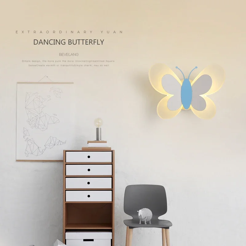 Modern Children\'s Room Butterfly Wall Light For Bedroom Bedside Wall Lamp Creative Personality Wall Decor LED Butterfly Sconce