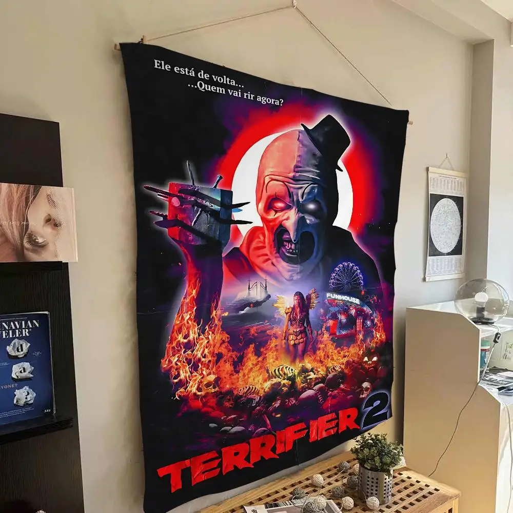 Horror Movie T-Terrifier Hanging Bohemian Tapestry Hanging Tarot Hippie Wall Rugs Dorm Japanese Tapestry
