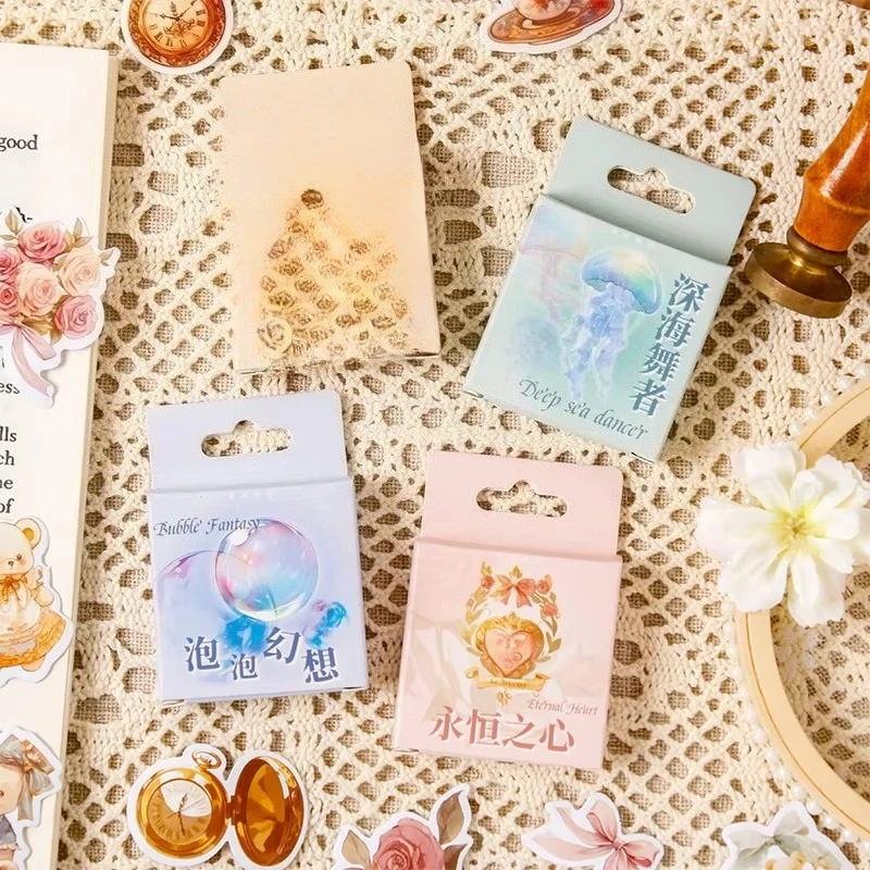 46 Pieces/box Fairy Tale World Series Boxed Stickers Greeting Cards Calendars Water Cups Decorative Stickers Student Supplies