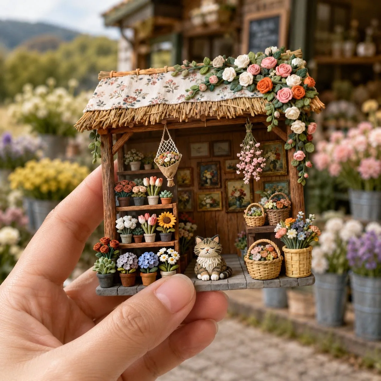 Pastoral Flower Shop Creative Resin Three-dimensional Relief Magnetic Refrigerator Magnet Refrigerator Decoration Small Gift