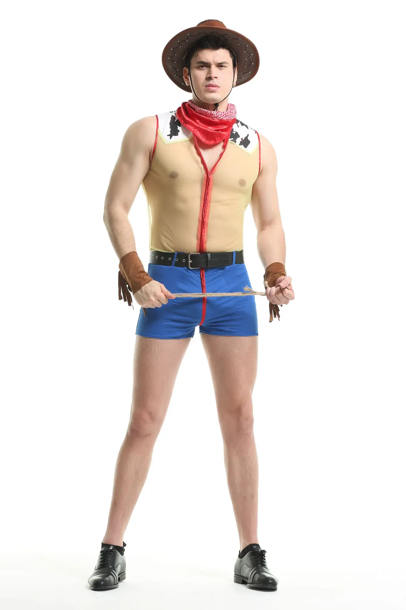 Costume de cowboy occidental pour hommes, olympiques porno, robe de paupières cosplay Woody, performance sur scène, fête de carnaval d'Halloween, sexy