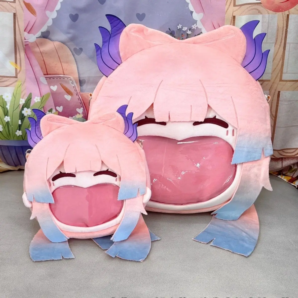 

Genshin Impact Sangonomiya Kokomi Big Mouth Bag Shoulder Crossbody Single Strap Clear Display Itabag for Goods Creative Gift