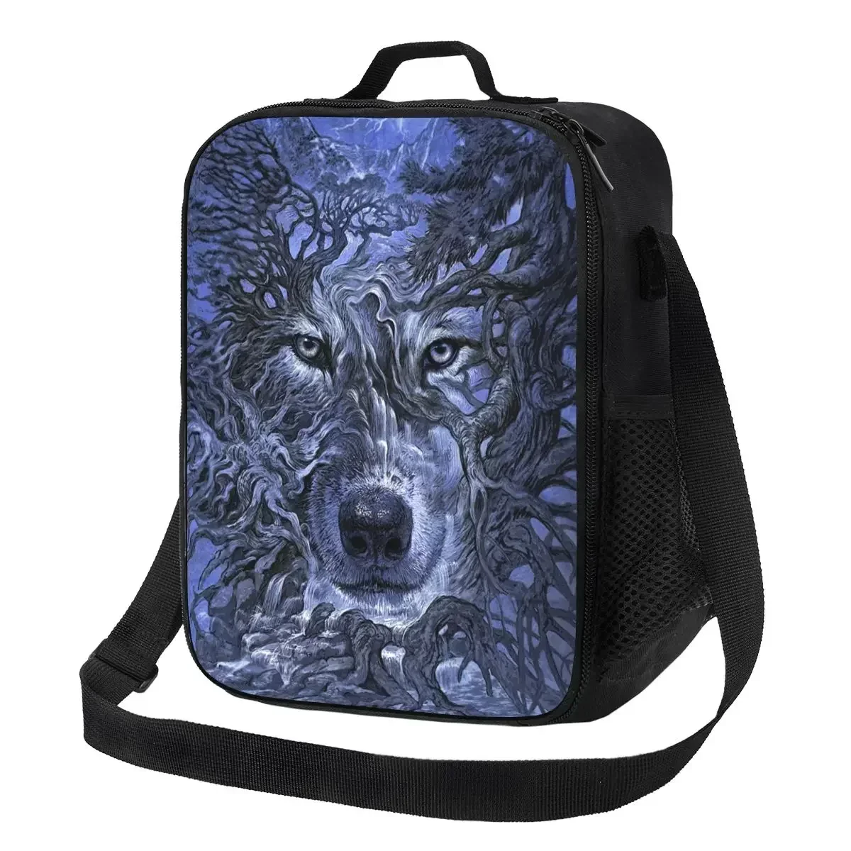 Wolf Tree Thermal Insulated Lunch Bags Women Animal Portable Lunch Container for Outdoor Camping Travel Storage Bento Food Box