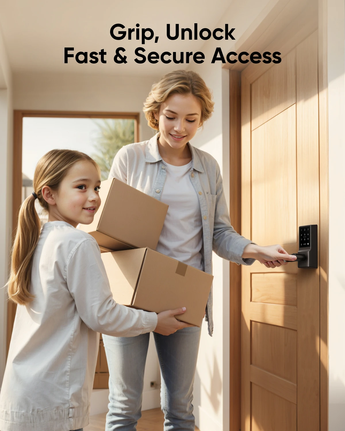 eufy Smart Lock C33 Fingerprint Keyless Door Lock with Handle Built-in Wi-Fi APP Remote Control Biometric Door Knob Auto Lock