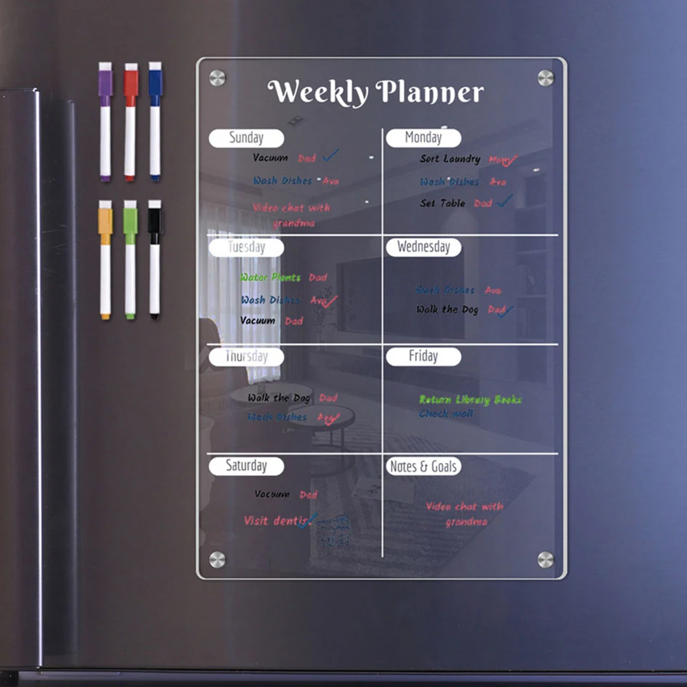 Kühlschrank-Whiteboard, trocken abwischbare Tafel, tägliche To-Do-Listentafel, löschbare magnetische Planertafel, Zeitplan, wiederverwendbare Tafel, Menü-Gadgets