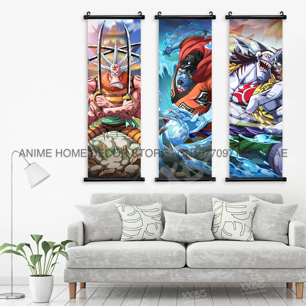 ONE PIECE Poster Home Decor Monkey D.Luffy Wall Art Roronoa Zoro Anime Scroll Picture Buggy Wallpaper Crocodile Hanging Painting