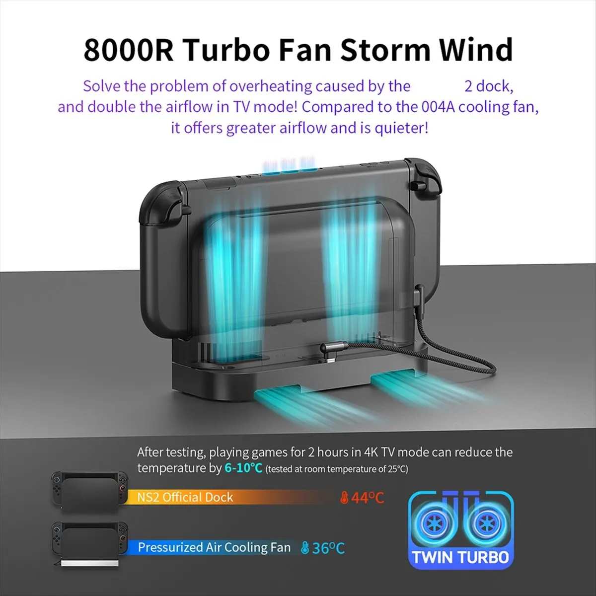 

Регулируемый базовый вентилятор из алюминиевого сплава для Switch 2, двойной вентилятор охлаждения NS2, станция воздушного охлаждения с автоматическим отключением, подставка для телевизора