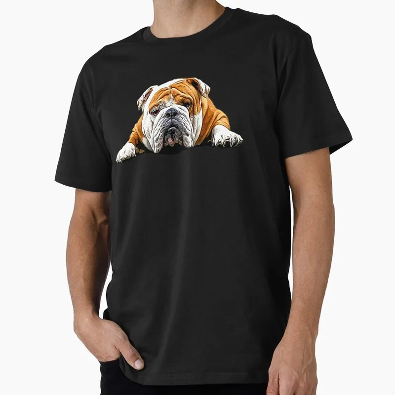 English Bulldog Chill Pose Print Graphic T-shirt Unisex Cotton Short Sleeve Tee Funny Gift for Dog Lovers & Pet Owner