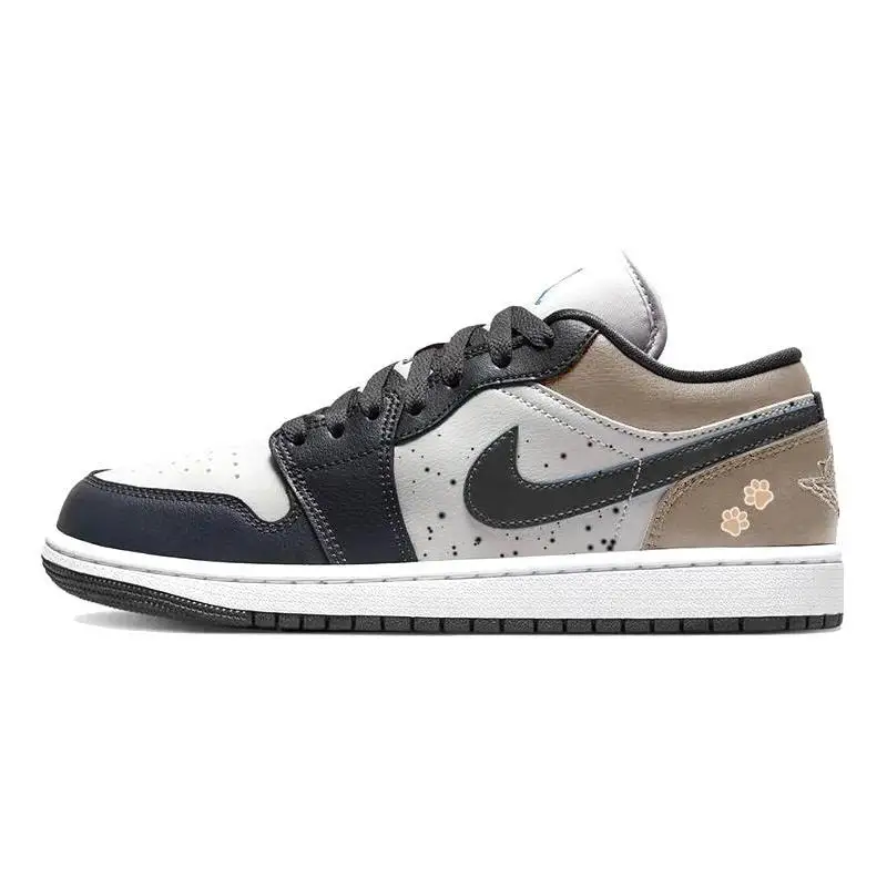 【Customize】Air Jordan 1 Vintage Basketball Shoes Unisex Low-top Black/Brown Sneakers shoes DC0774-040