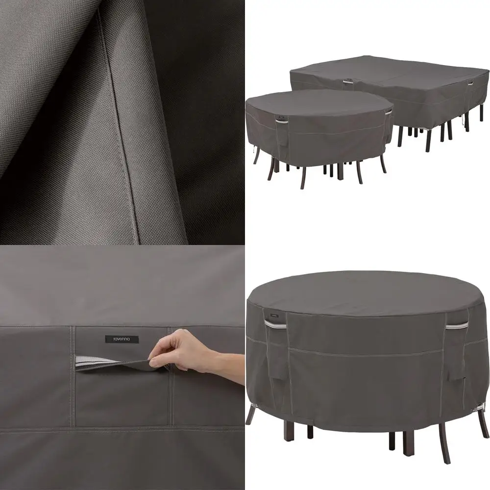 

Комплект водонепроницаемых чехлов для уличной мебели (стол и стулья), 52 дюйма, для круглых столов и стульев для патио