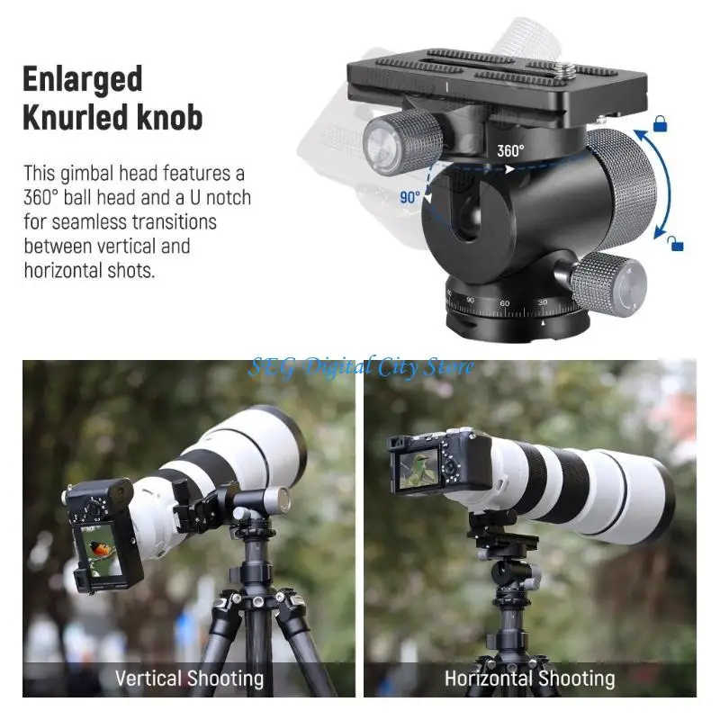 

U75B Aluminum Monopod Head Lightweight Gimbaled Head Tripod Mount For Birdwatching And Telephoto Lens Photography