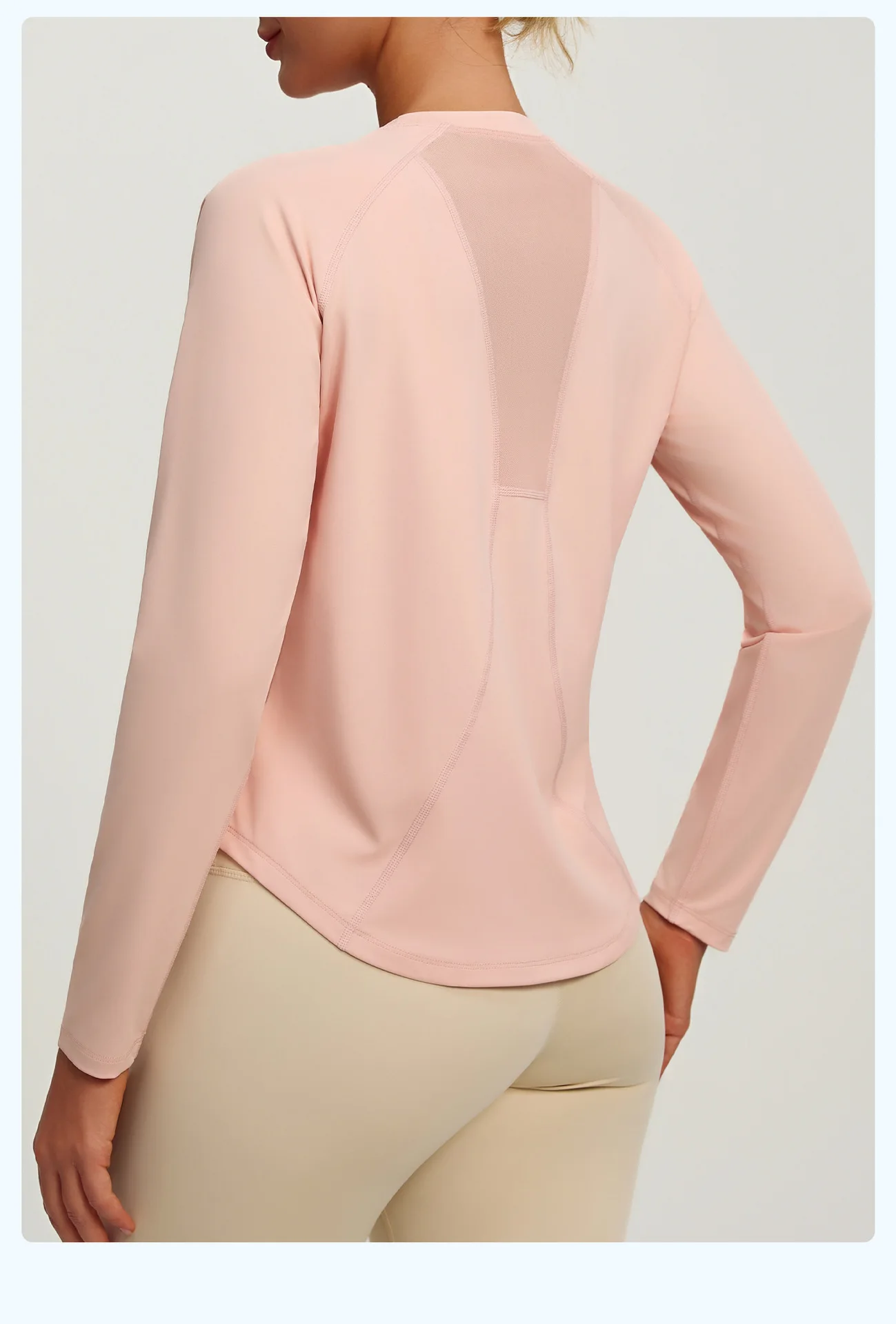 2026 Frühling Sommer Neue Damen Yoga-Top Locker Sitzendes Atmungsaktives Sport-Langarmshirt Einfarbiges Basic-Oberteil Reitbekleidung – Detail 10