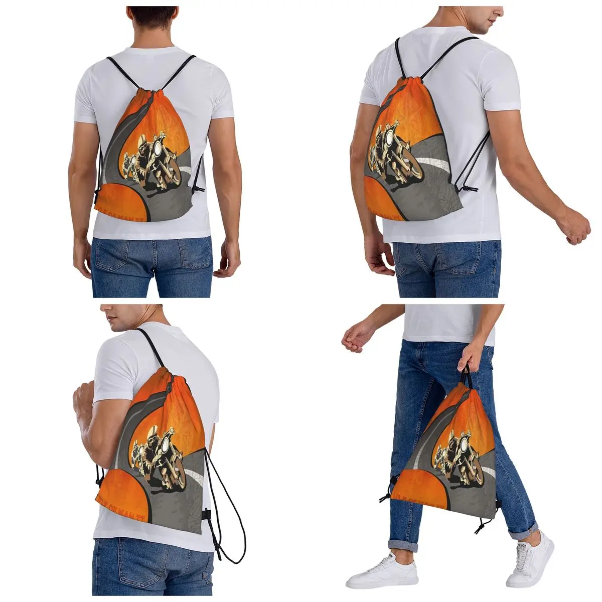 Motorcycle Races Isle Of Man TT Backpacks Multi-function Drawstring Bundle Pocket Sports Bag Book Bags for Man Woman Students