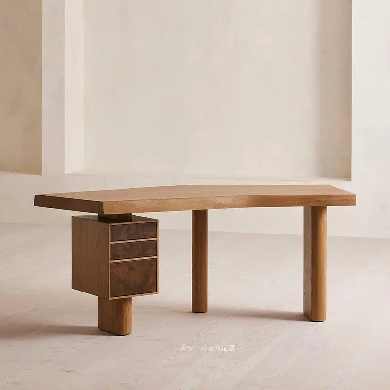 Nordic log style solid wood desk writing home study designer high-end senior inductor computer