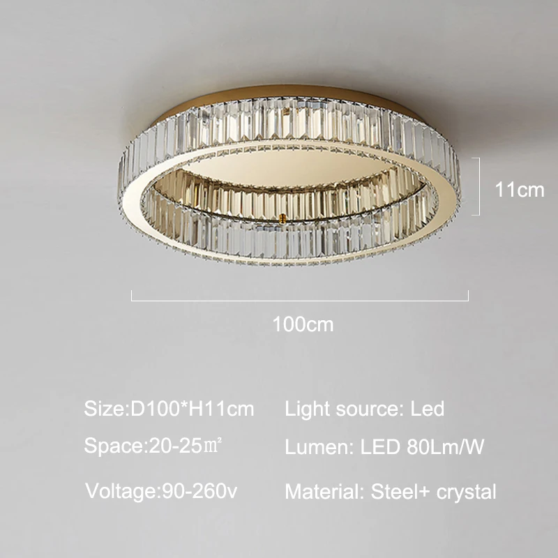 Luxe Villa Eetkamer Woonkamer Kristallen Plafondlamp Scandinavische Moderne Plafondkroonluchter Woondecoratie Ringverlichtingsarmaturen