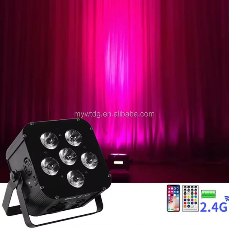 Stage 6pcs batteries wireless remote control flat panel LED par light wedding casting coloring lighting