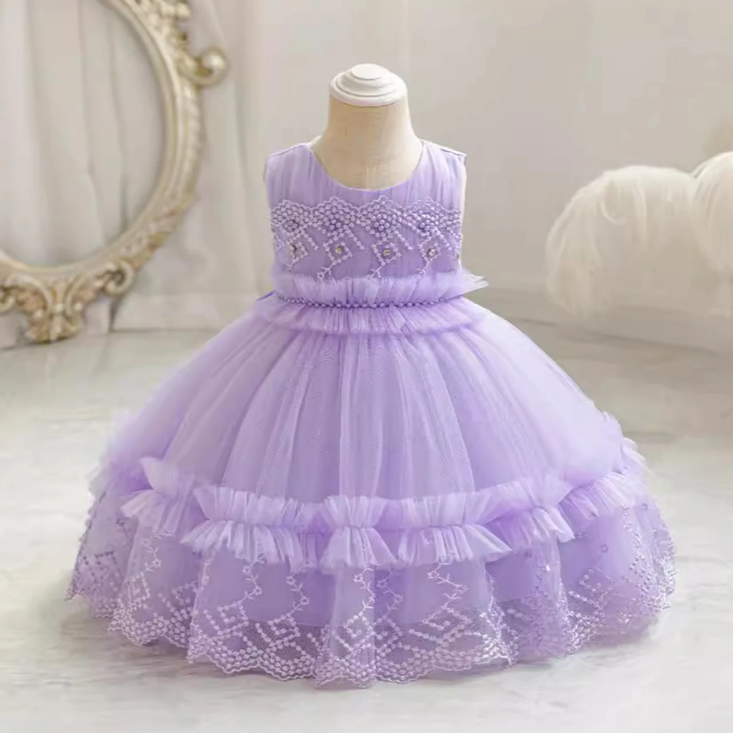 

XMLSY Baby Toddler Embroidered Appliqued Wedding Flower Girls Birthday Party Pageant Toddler Formal Dress Cupcake Tutu TT103