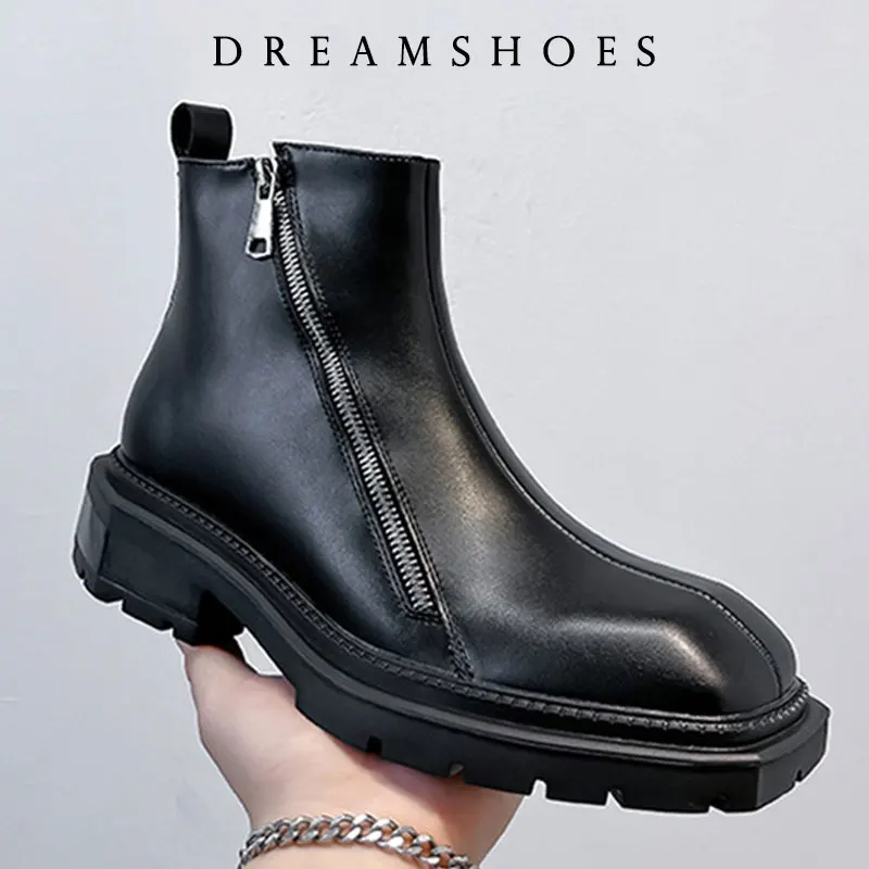 Chelsea Boots Genuine Leather 2025 New Warm Winter Boots Women Non Slip British Style Front Zipper Women Booties