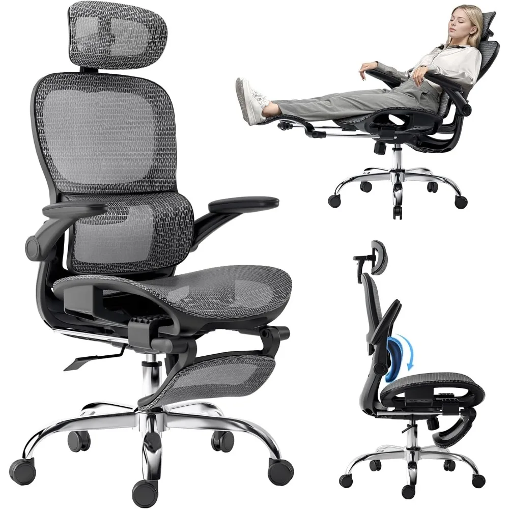 Ergonomic Office Chair,Office Chair with Tilt Function,Mesh Office Chair with Footrest,Ergonomic Chair with Adaptive Backrest