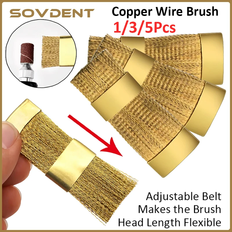 1pc Dental Copper Brush For Clean Burs as Dental Whitening Instrument Material Nail Art Nail Drill Bits Cleaning Brush