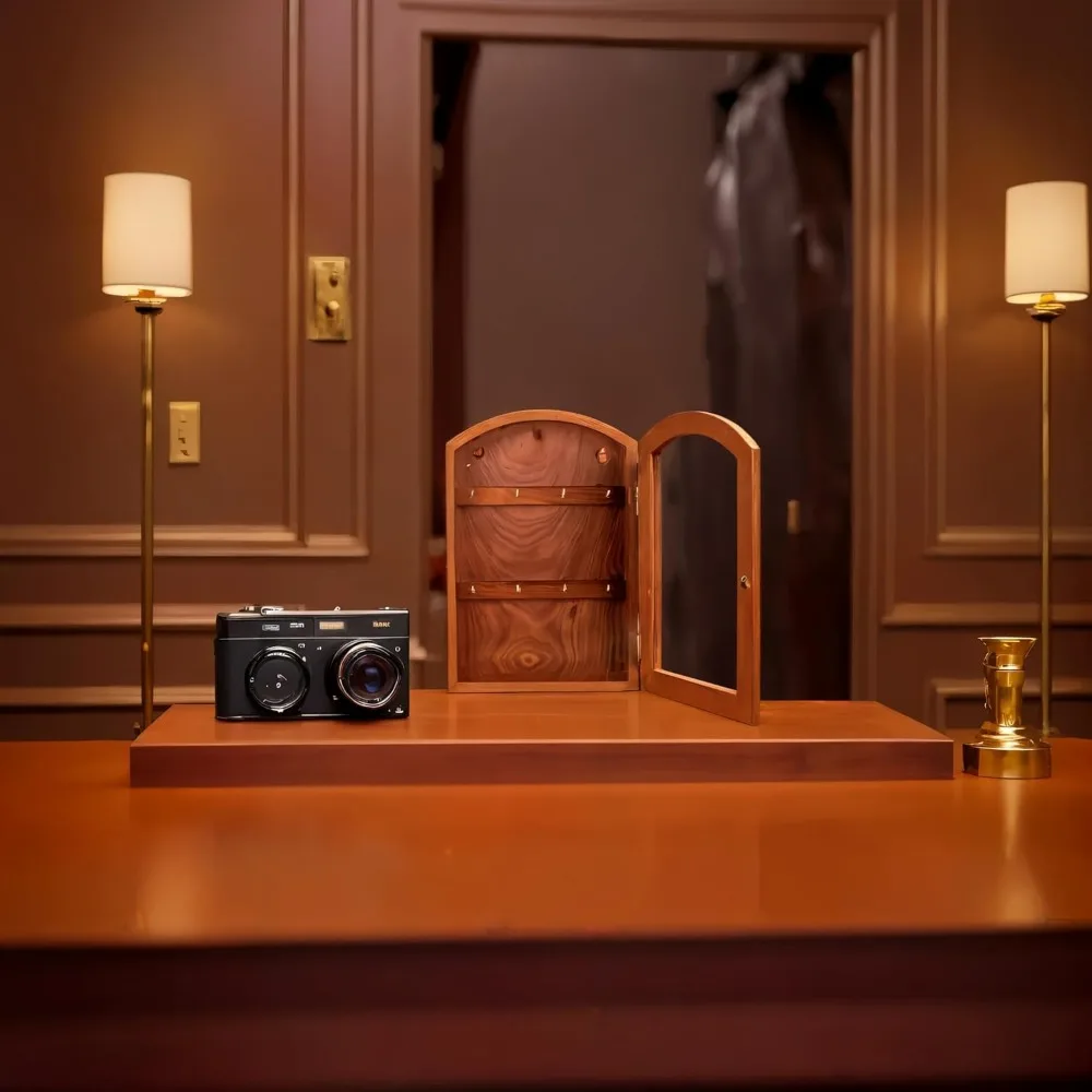 خزانة مفاتيح من خشب الورد مع 6 خطافات ولوحة زجاجية - حل تخزين مزخرف للمفاتيح #2