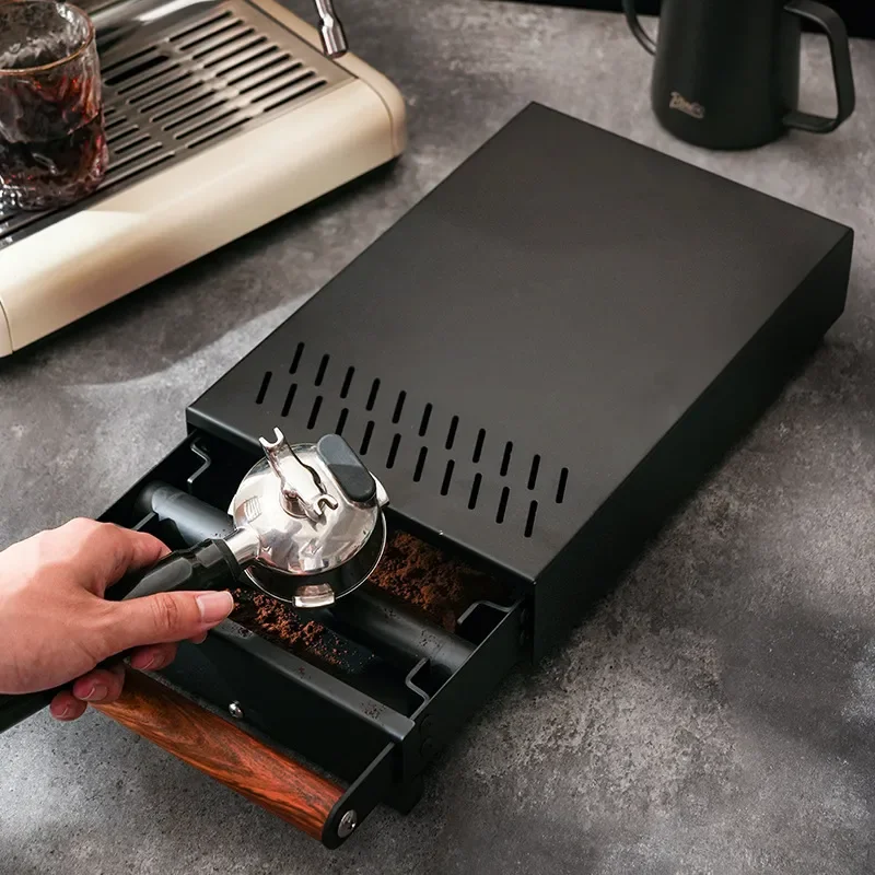 Stainless Steel Coffee Knock Box Waste Grounds Container Barista Tool for Espresso Machine Base Durable Powder Disposal Bin