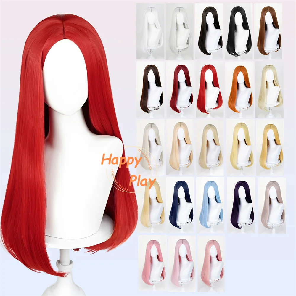 

Синтетический парик для косплея в стиле аниме, 500 г, 60 см, белый, черный, желтый, синий, розовый, красный, синий, базовые парики для женщин, термостойкие волосы