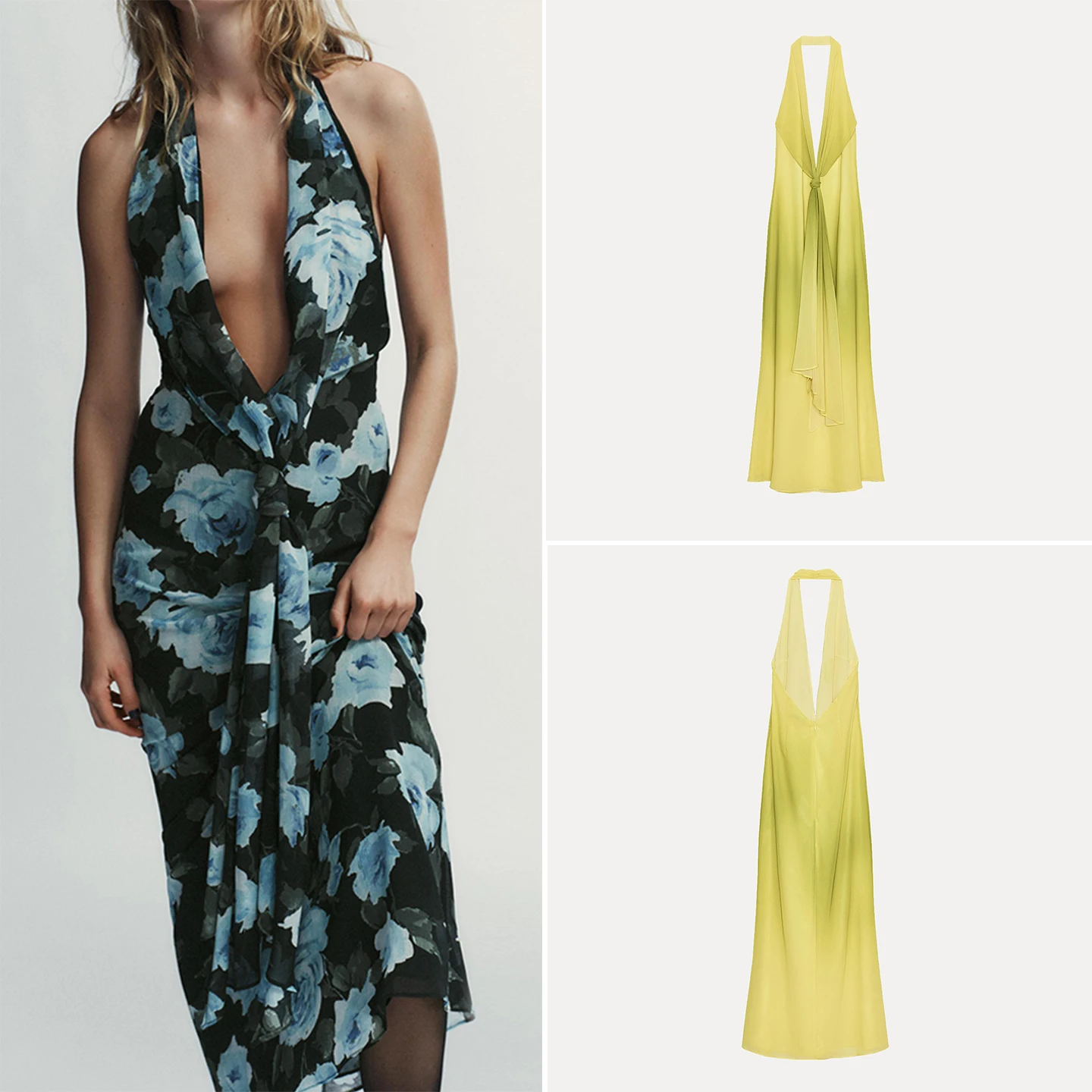 

Женское платье с принтом и декоративным узлом, с завышенной талией, V-образным вырезом, для повседневной носки, новинка 2025 года, однотонное