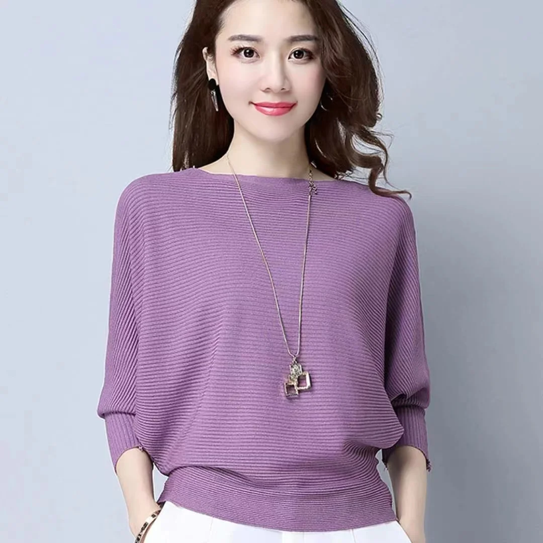 الخريف الشتاء محبوك سترة المرأة حجم كبير واحد أولدر Batwing Faion التخسيس تنوعا Ele قاعدة irt العصرية #2