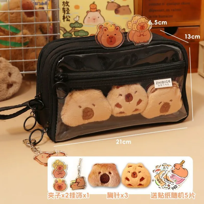 Capybara Feder mäppchen koreanischen Cartoon Anime DIY Ita Tasche süßen Reiß verschluss große Kapazität offene Schulmädchen Studenten Unisex Stift Box