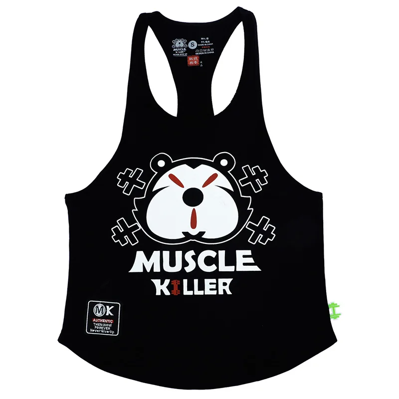 Personality Wait Lifting Muscle Killer Men\'s Fitness Sports I-Shaped Vest Sleeveless Slim Training Clothing