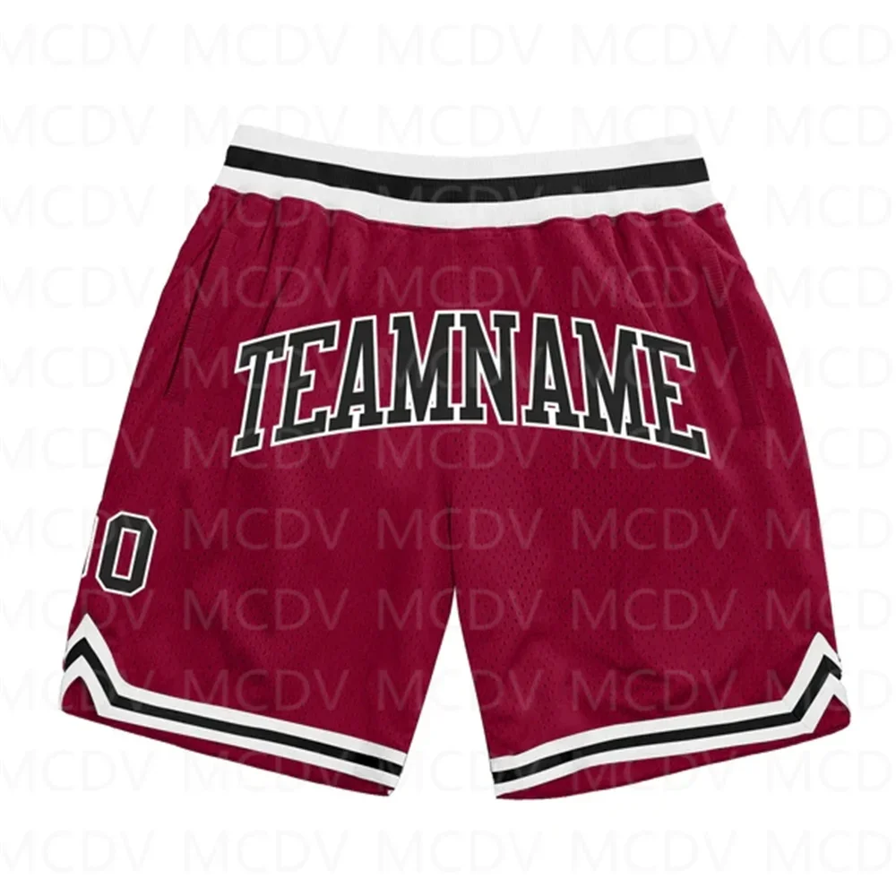 Custom Kastanjebruine Marinewitte Authentieke Throwback Basketbalshort 3d Helemaal Bedrukte Herenshorts Sneldrogend Strandshort