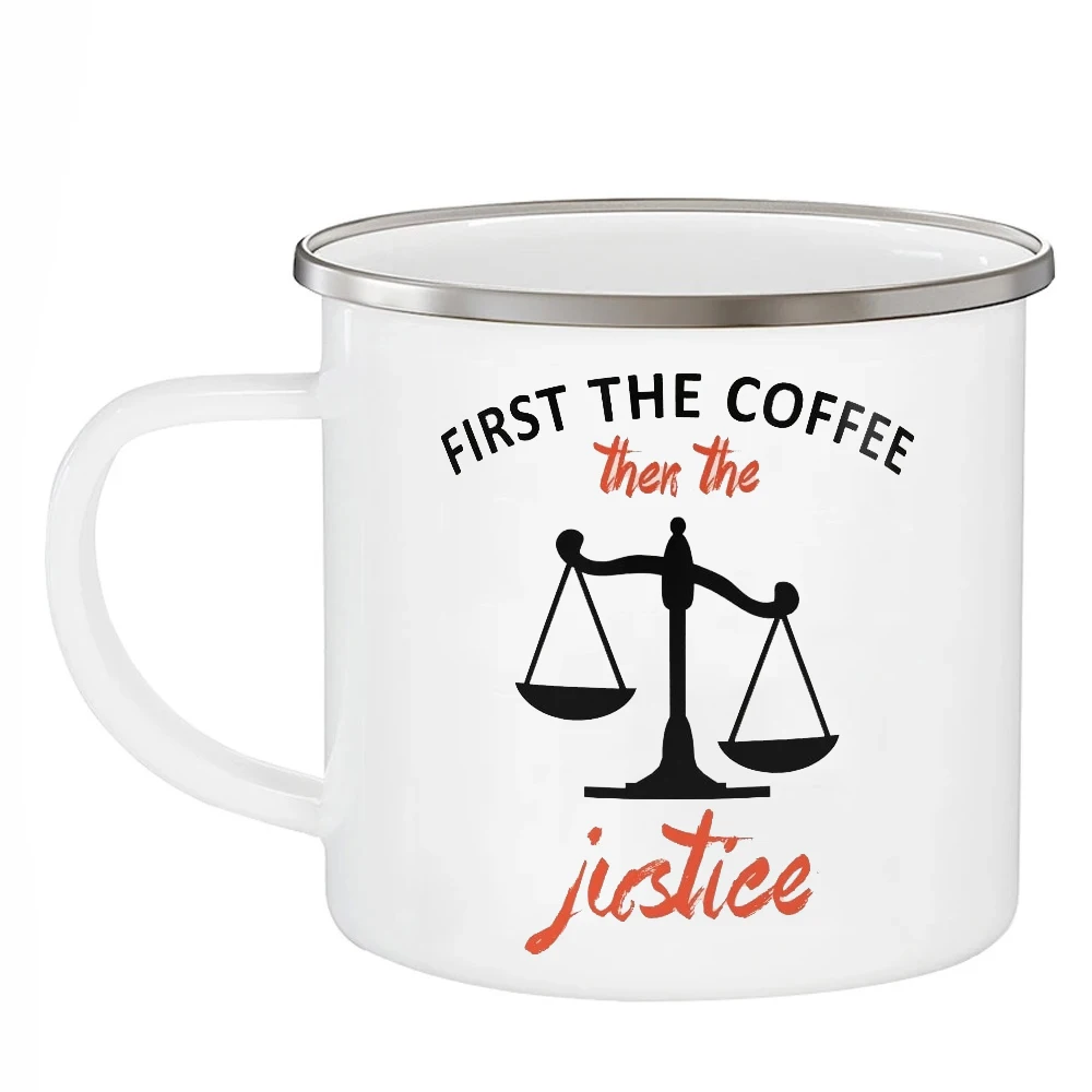 Lawyer Mugs Law Mug Justice Scale Enamel Coffee Cups Coffeeware Tea Art Friend Gifts Home Decal Campfire Camping Mugs for Travel