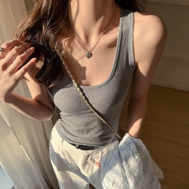 Women's 2026 Summer New Lace Back Racerback Unpadded Camisole Top Slim Fit Hot Girl Coquette Y2K Streetwear Going Out Chic