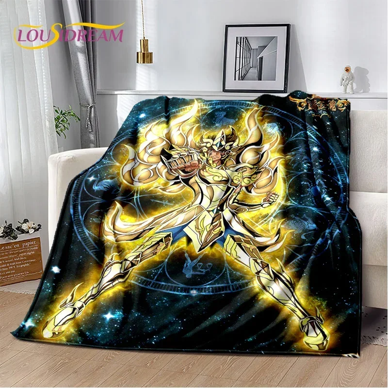 Cartoon Saint Seiya 3D Retro Anime HD Soft Blankets,Keep Warm Flannel Throw Blanket for Picnic Beds Sofa Home Bedroom Gifts Kids