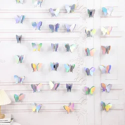 Pancarta de papel de mariposa 3D para boda, fiesta de cumpleaños, guirnalda colgante DIY, suministro de decoración para fiesta de cortina colorida Gradual para Baby Shower