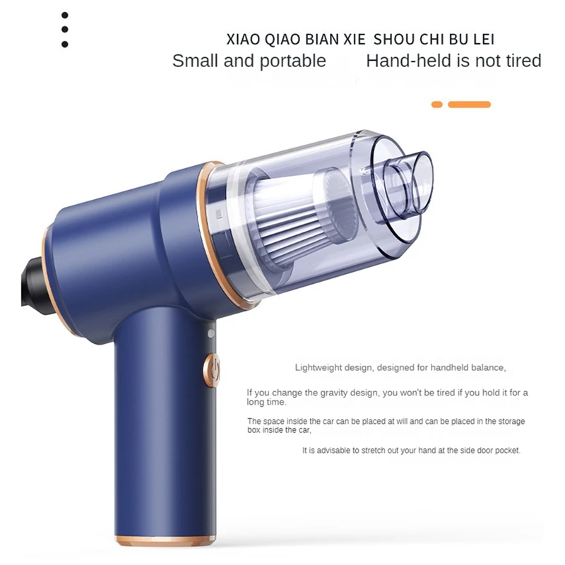 1 Set Handheld Stofzuiger Mini Stofzuiger Draadloze Draagbare Voor Auto En Thuis Blauw