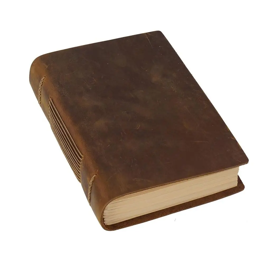 Handmade Embossed Sketchbook Vintage Genuine Leather Drawing Journal Thick Paper Blank Paper Bound Daily Notepad Women