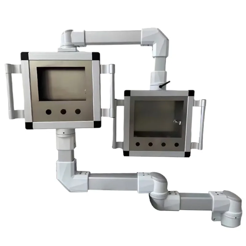 Factory-managed control panel box housing supports arm controller for optimal machine accessory operation control