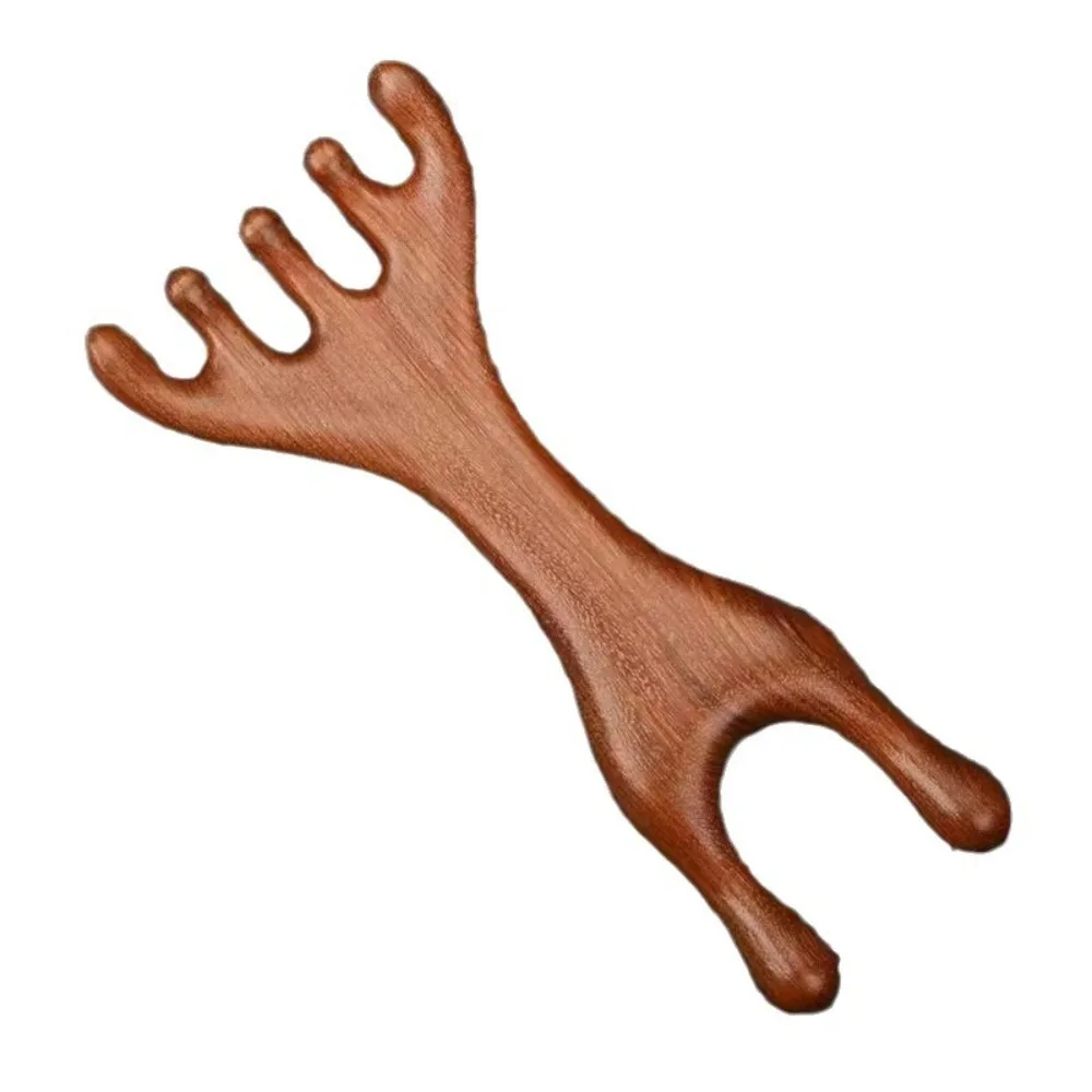 New Double Headed Body Meridian Massage Comb Deer Antlers Wide Tooth Wood Therapy Massage Comb Sandalwood Anti-static Tool