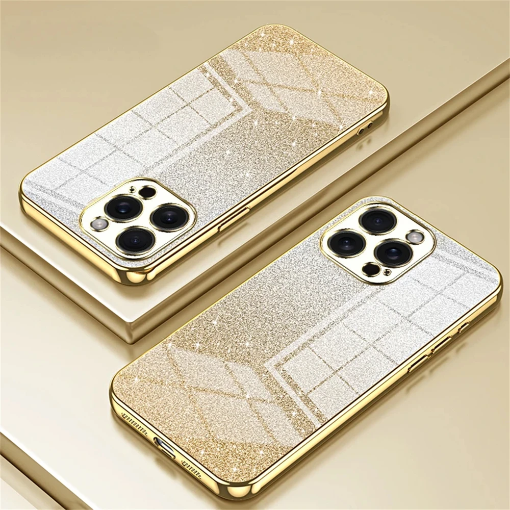 Electroplated Glitter Phone Case for iPhone 15 14 13 12 11 Pro Max XS X XR SE 2 3 7 8 Plus Shockproof Soft TPU Back Cover