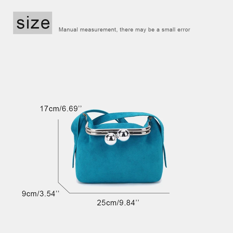Japanese Style Small Faux Suede Clip Bags For Women Luxury Designer Handbags Purses 2026 New In Metal Ball Wide Straps Shoulder