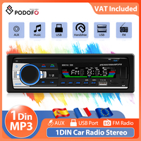 Podofo 1 Din In-Dash Car Radio MP3 Player Car Radio AUX USB SD Audio Stereo FM Bluetooth Digital Clook DC 12V  Multimedia Player