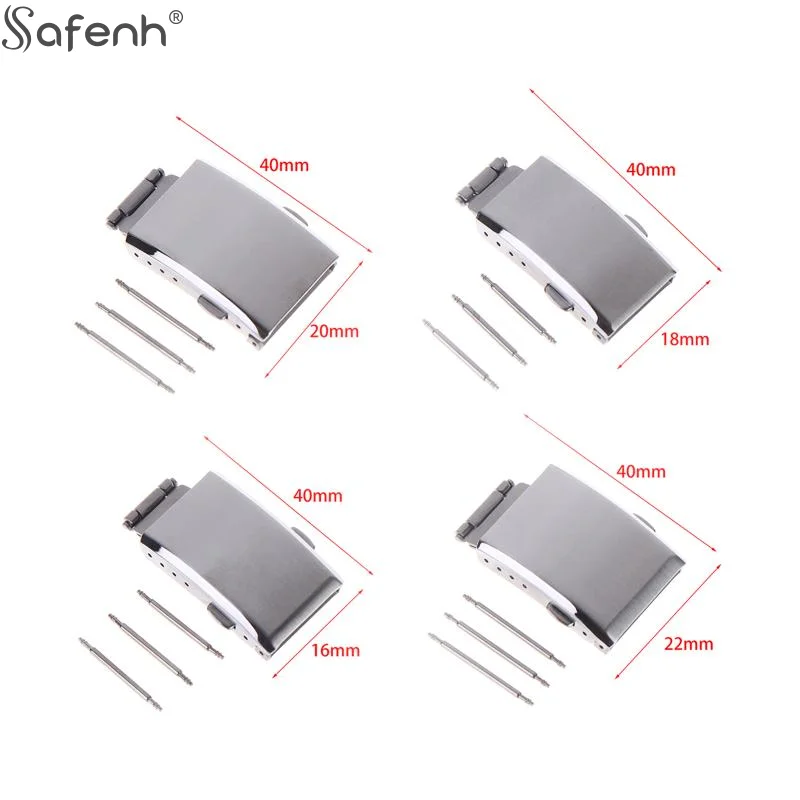 16/18/20/22MM 316L Stainless Steel Brushed Folding Safety Buckle Double Lock Button Push Extendable Adjustable Watch Band Clasp