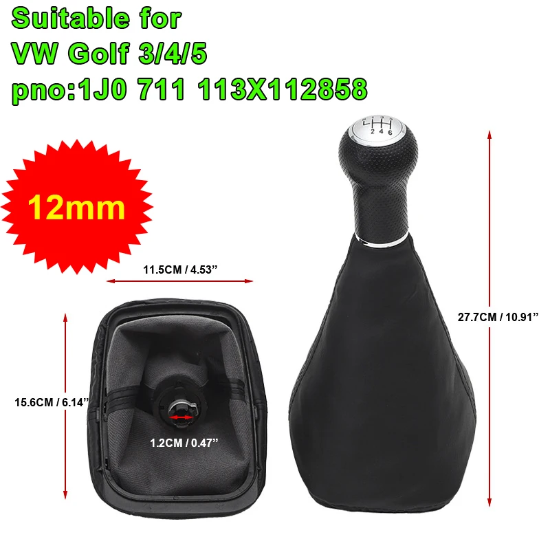 

VW Golf Bora 1998-2006 23mm 12mm Gear Shift Knob Lever Shifter Leather Gaiter Boot Cover 5 6 Speed For VW Golf Bora 3/4/5