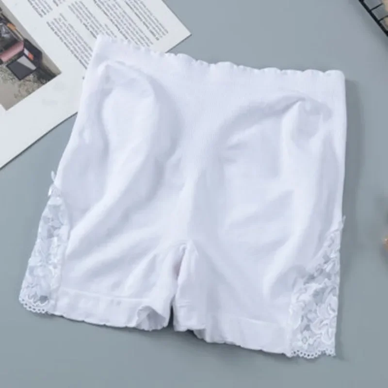 Pantalones cortos de seguridad sin costuras para mujer, bragas femeninas de encaje, levantamiento de glúteos, bragas coreanas de cintura alta, bragas planas para el vientre, ropa interior de encaje