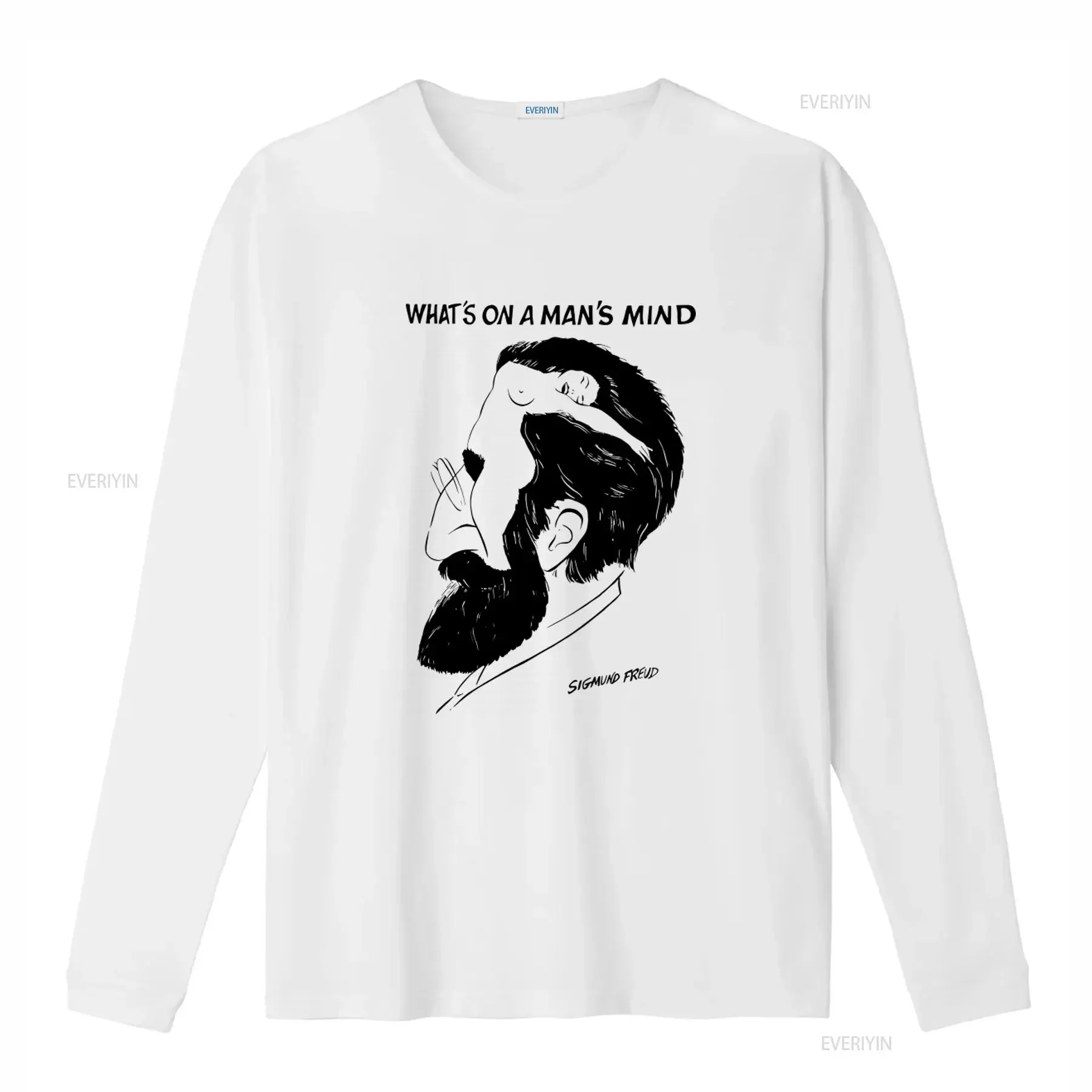Vintage Sigmund Freud Art T shirt What's On A Man's Mind Print vintage Washed Versatile homme Stretched Breathable Slightly