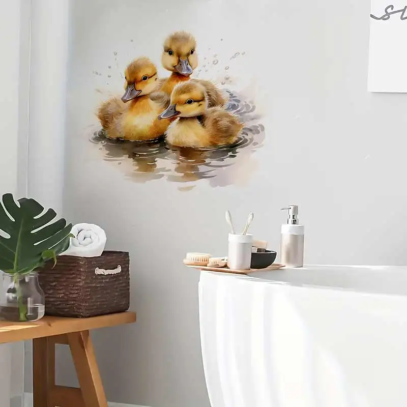 Cute Ducks Wall Sticker Bathroom Toilet Decor Living Room Cabinet Refrigerator Home Decoration Waterproof Decals Stickers S839