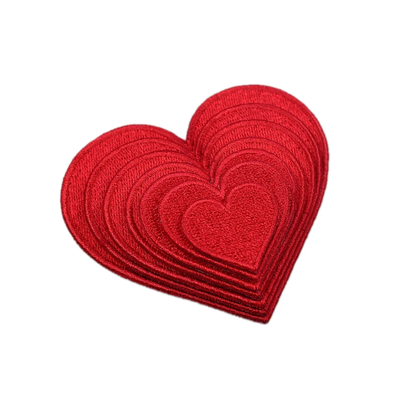 1 Piece Iron on Patch Embroidered Red Heart Cute Universal Small Patch with Back Adhesive