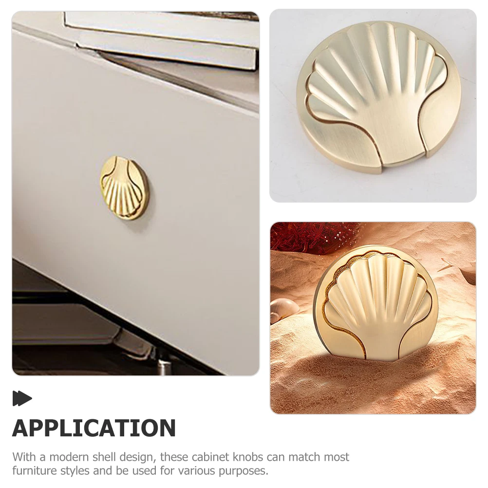 

Cabinet Knob Shell Shape Copper Brushed Small Closet Door Knobs Modern Furniture Decorative Drawer Pulls